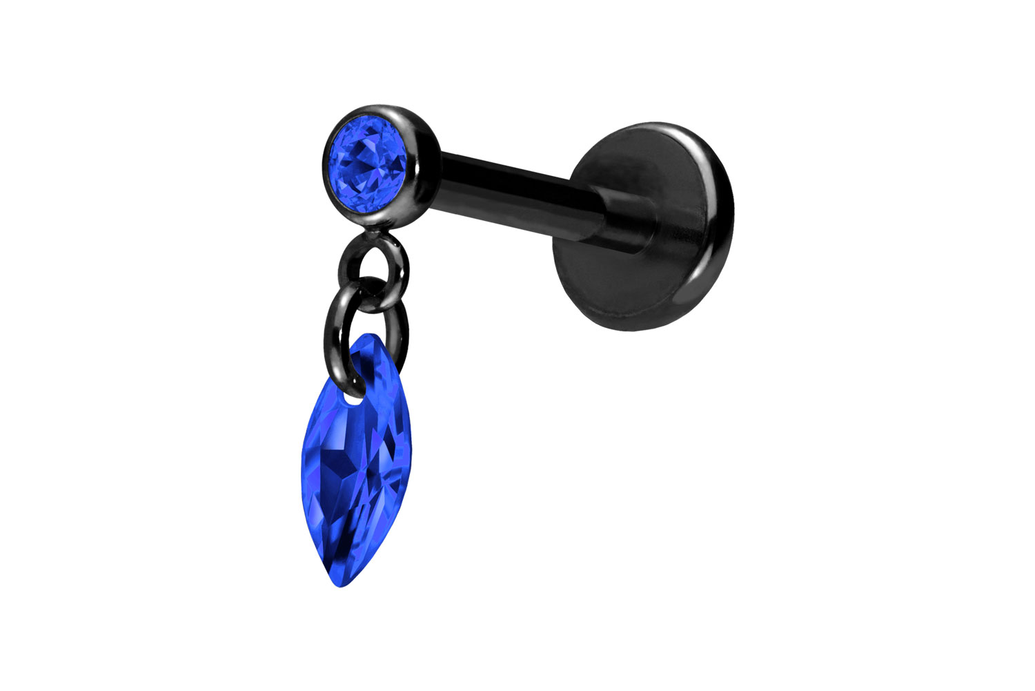 Titan Labret Piercing mit Push Fit KRISTALLOVAL